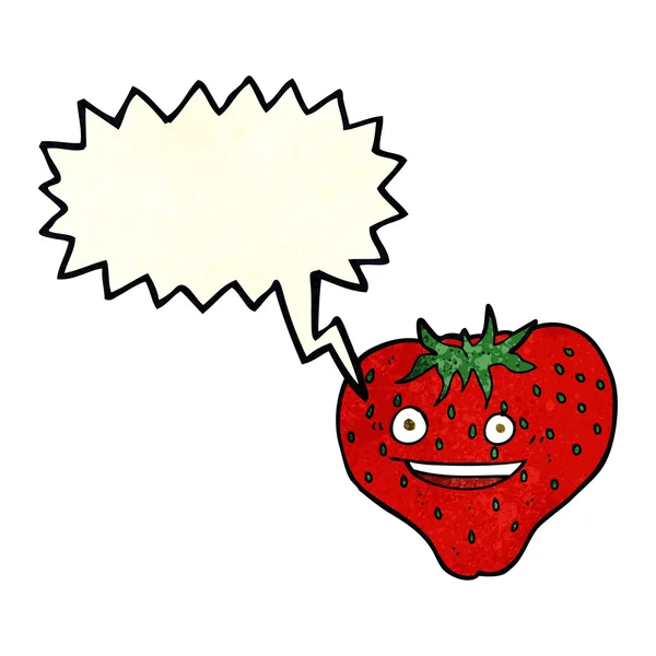 Cartoon strawberry with speech bubble — Stock Vector