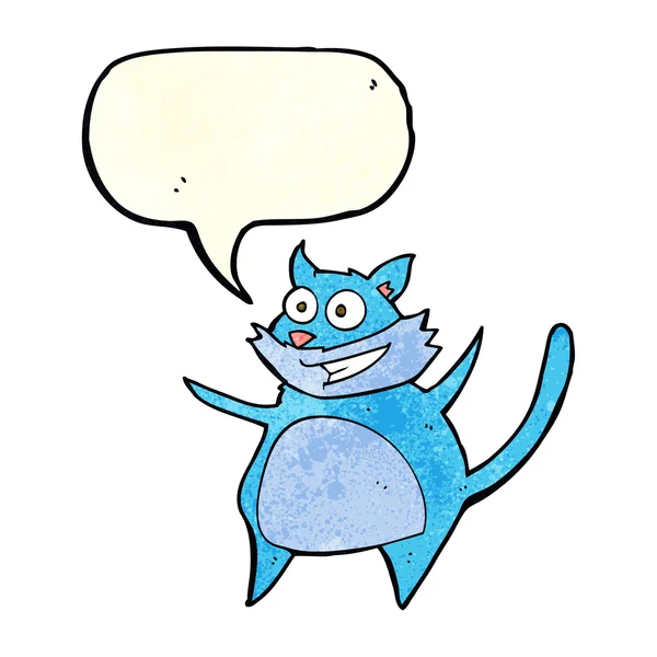 Divertido gato de dibujos animados con burbuja de habla — Archivo Imágenes Vectoriales