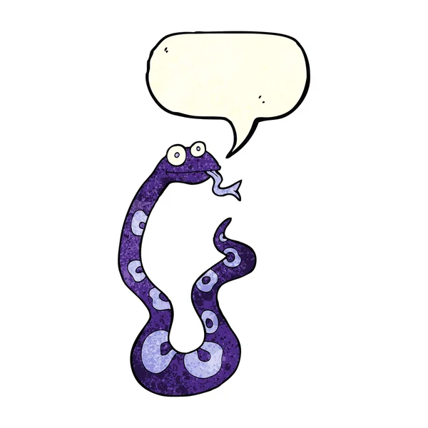 Serpiente de dibujos animados con burbuja del habla — Vector de stock