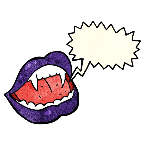 Cartoon vampire lips with speech bubble — Stock Vector