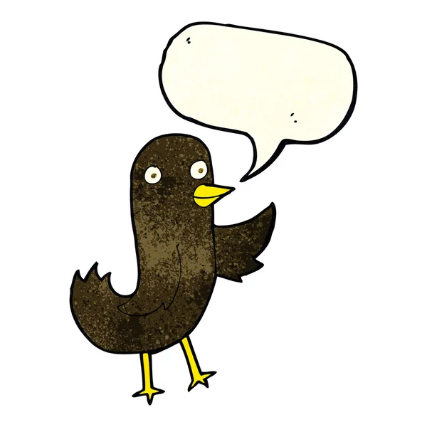 Vicces rajzfilm madár beszéd buborék — Stock Vector