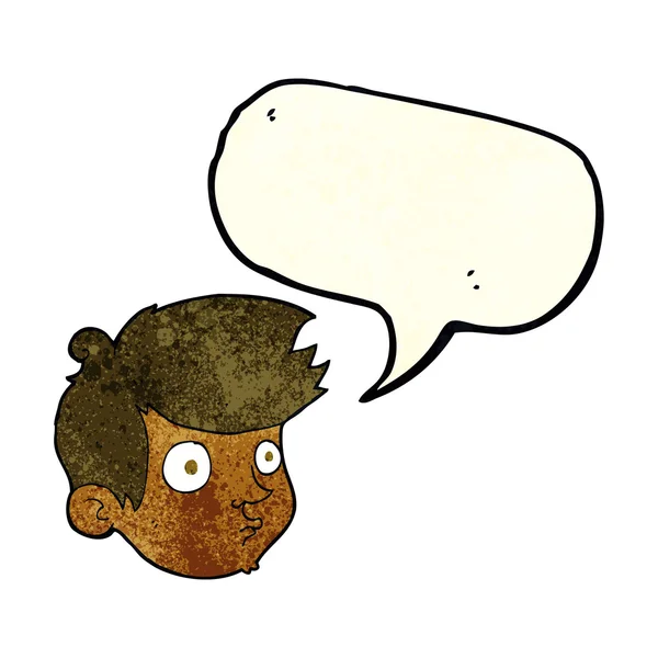 Karikatur starrt Junge mit Sprechblase an — Stockvektor