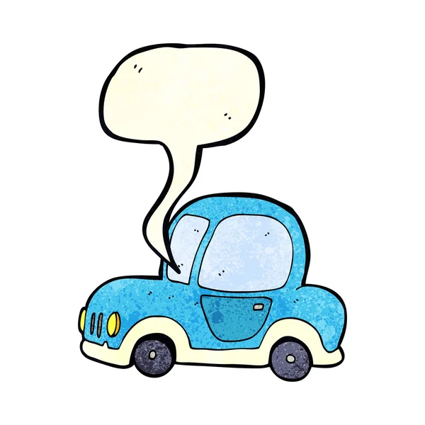 Coche de dibujos animados con burbuja de habla — Vector de stock