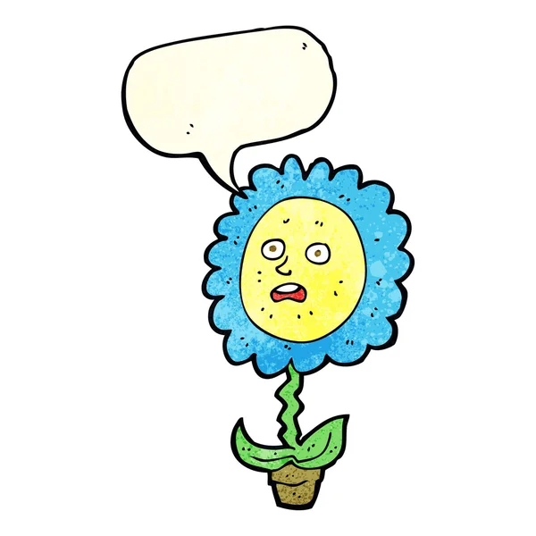 Kwiat kreskówki z twarzą z bańki mowy — Wektor stockowy
