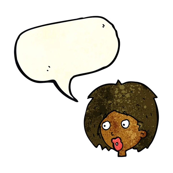 Femme dessin animé regardant avec bulle de parole — Image vectorielle
