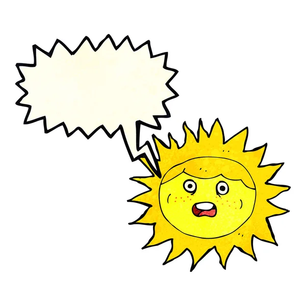 Sonne Cartoon-Figur mit Sprechblase — Stockvektor