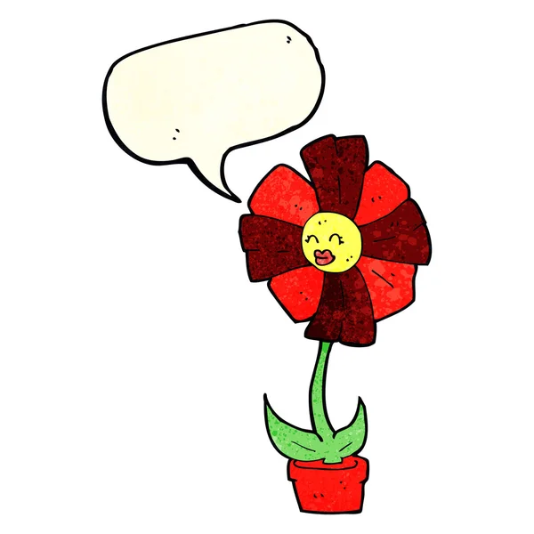 Flor de desenho animado com bolha de fala — Vetor de Stock