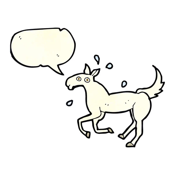 Transpiration de cheval de dessin animé avec bulle de parole — Image vectorielle