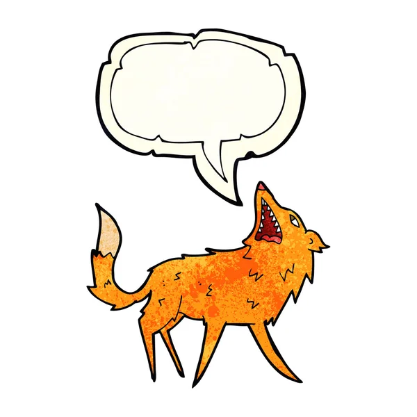 Cartoon snapping fox with speech bubble — Stock Vector