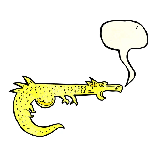 Cartoon medieval dragon with speech bubble — Stock Vector