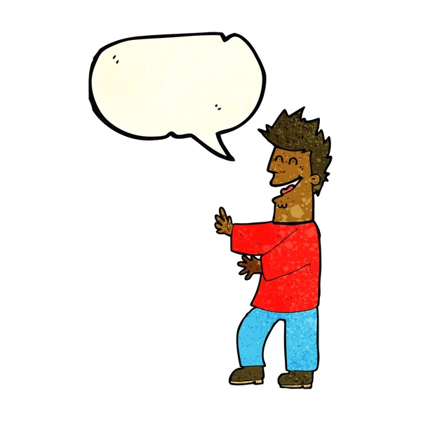 Dessin animé riant homme avec bulle de parole — Image vectorielle
