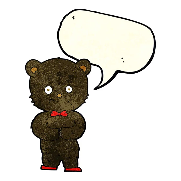 Cartoon söta lilla björnen med pratbubblan — Stock vektor