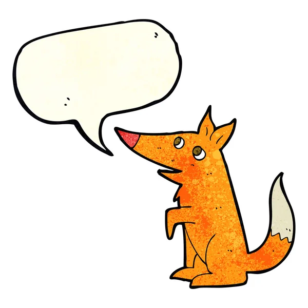 Cartoon fox cub med pratbubblan — Stock vektor