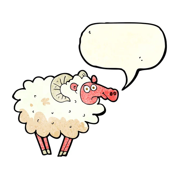 Cartone animato pecore sporche con bolla discorso — Vettoriale Stock