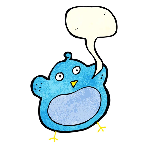 Dessin animé gros oiseau avec bulle de parole — Image vectorielle