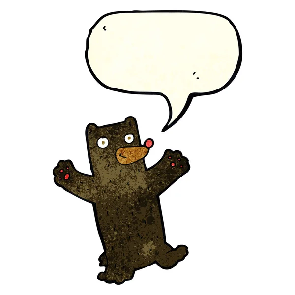 Urso preto dos desenhos animados com bolha de fala — Vetor de Stock