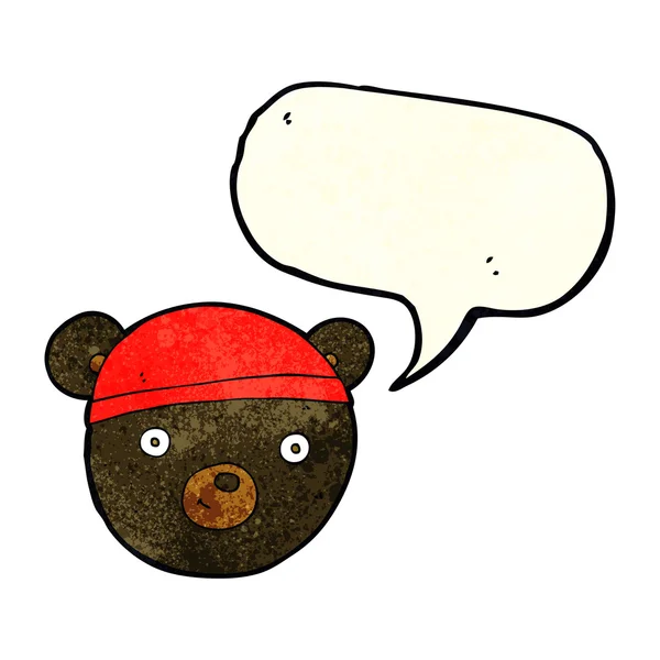 Cartoon black bear face with speech bubble — Stock Vector