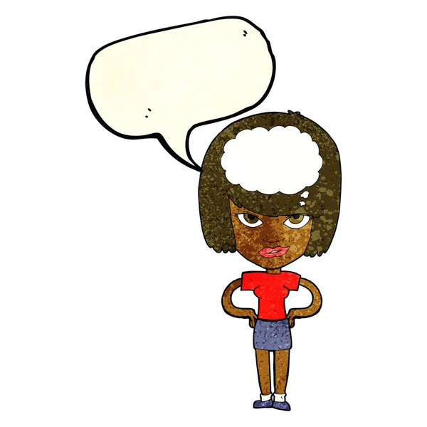 Cartoon woman thinking with speech bubble — Stock Vector