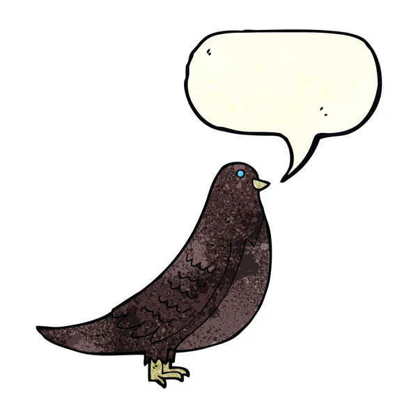 Pájaro de dibujos animados con burbuja del habla — Vector de stock