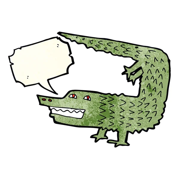 Crocodilo dos desenhos animados com bolha de fala — Vetor de Stock