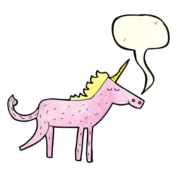 Cartoon unicorn with speech bubble — Stock Vector