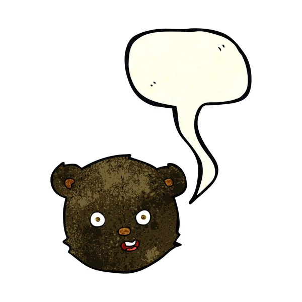 Cartoon zwarte teddy bear hoofd met tekstballon — Stockvector