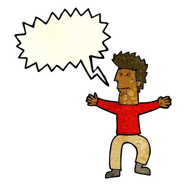 Kreslený stresující muž s bublinou řeči — Stockový vektor