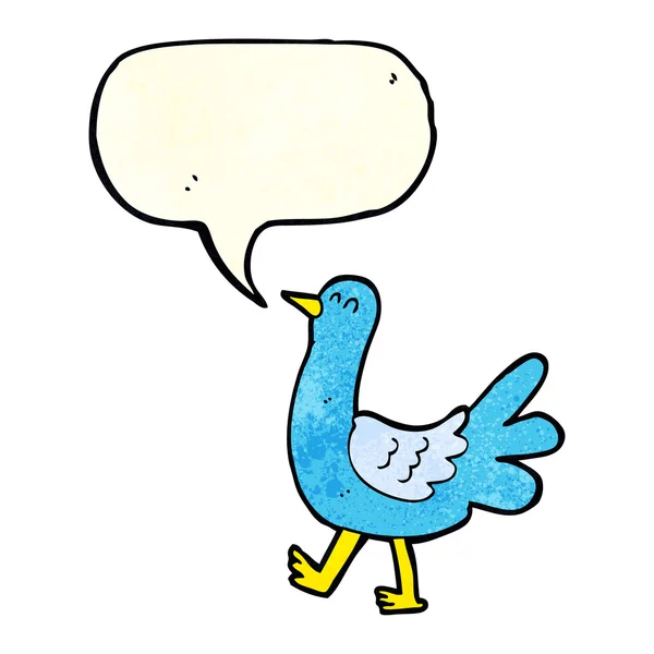 Dibujos animados caminando pájaro con burbuja del habla — Vector de stock