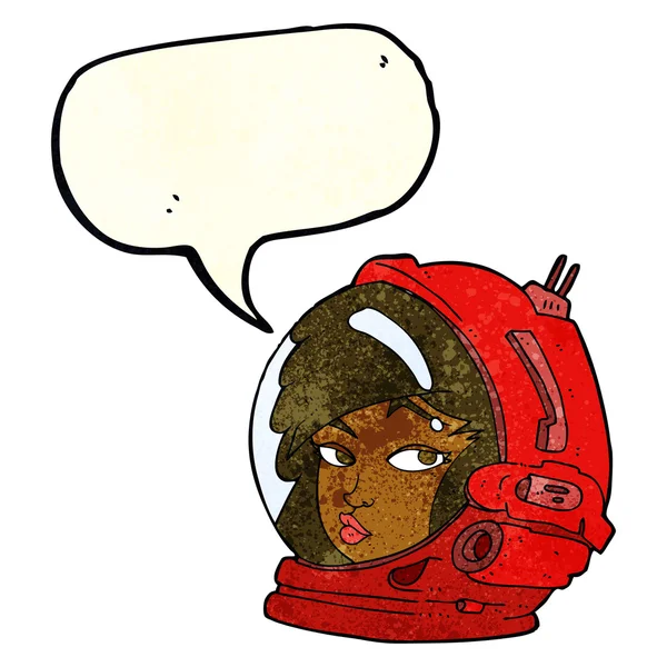 スピーチバブルを持つ漫画の女性宇宙飛行士 — ストックベクタ