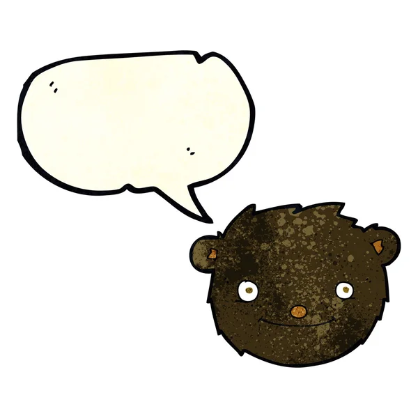 Cartoon black bear head with speech bubble — Stock Vector