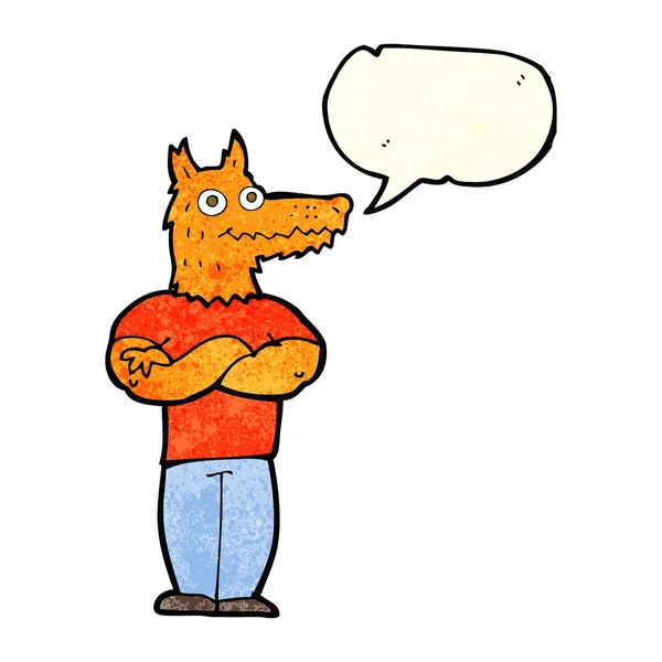 Αλεπού άνδρα καρτούν με το συννεφάκι λόγου — Διανυσματικό Αρχείο