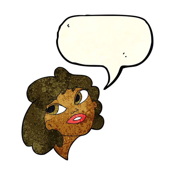 Dibujos animados mujer feliz con burbuja del habla — Archivo Imágenes Vectoriales