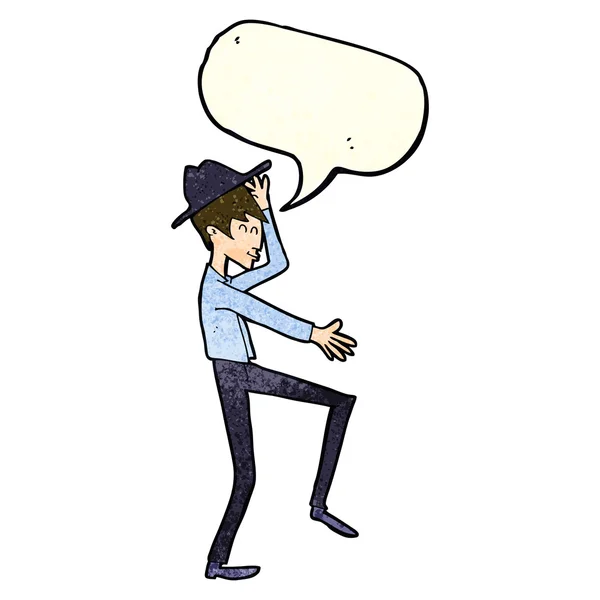 Cartoon fashionable man with speech bubble — Stock Vector