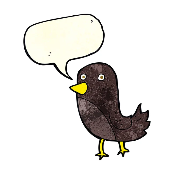 Pájaro de dibujos animados con burbuja del habla — Vector de stock