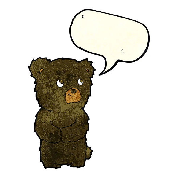 Karikatur Schwarzbärenjunges mit Sprechblase — Stockvektor