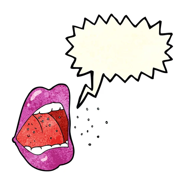 Cartoon sneezing mouth with speech bubble — Stock Vector