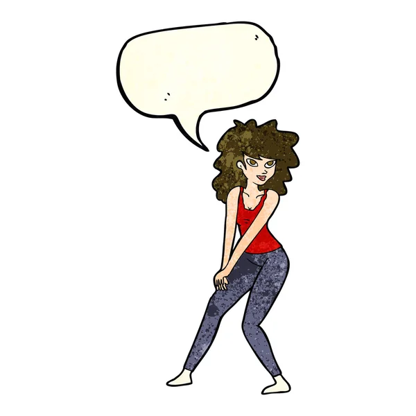 Cartoon vrouw poseren met tekstballon — Stockvector