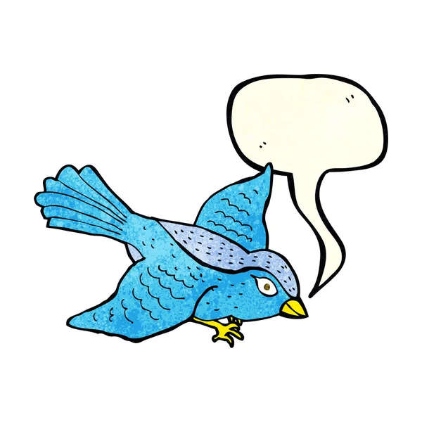 A beszéd buborék repülő madár rajzfilm — Stock Vector