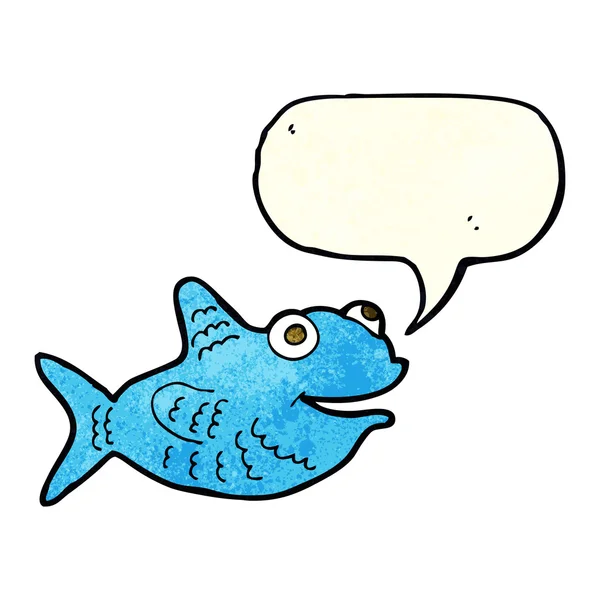 Dessin animé poisson heureux avec bulle de parole — Image vectorielle