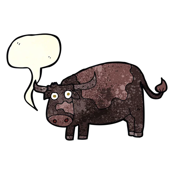 Cartoon koe met spraakbel — Stockvector