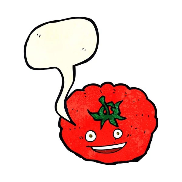 Tomate dessin animé avec bulle de parole — Image vectorielle