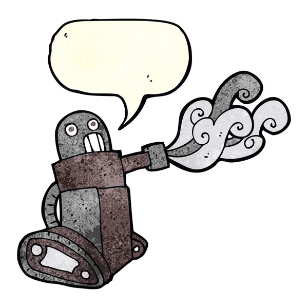Cartoon Panzer Roboter mit Sprechblase — Stockvektor