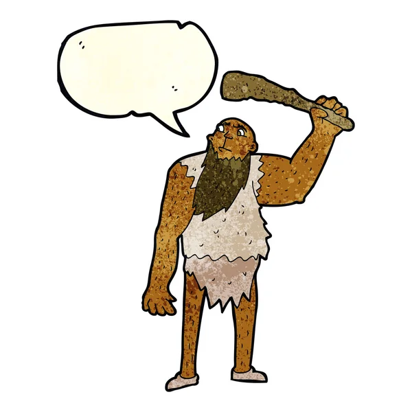 Cartoon-Neandertaler mit Sprechblase — Stockvektor