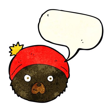 Konuşma baloncuklu ayıcık suratlı çizgi film