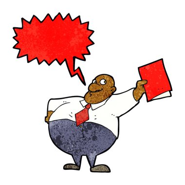 karikatür mutlu patron ile konuşma balonu ile dosya