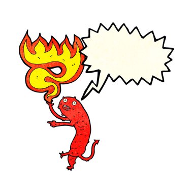 Konuşma baloncuğu olan küçük iğrenç bir canavar.