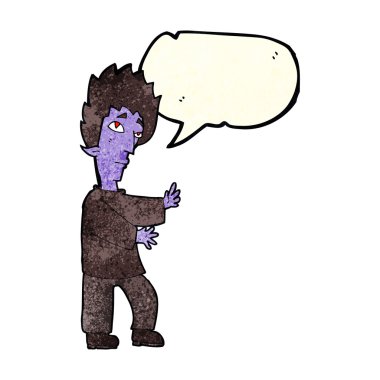 Konuşma balonu olan çizgi film vampiri.