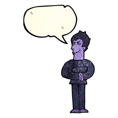 Konuşma balonu olan çizgi film vampiri.