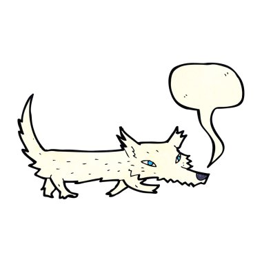 Konuşma baloncuğu olan küçük kurt.