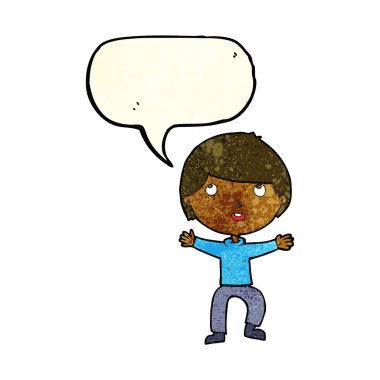 çizgi film mutlu çocuk konuşma balonu ile